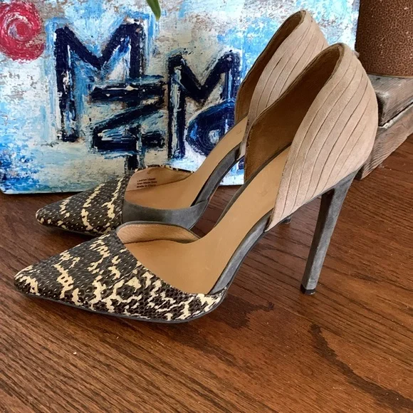 L.A.M.B. (Gwen Stefani) Snakeskin Pattern Pointed Toe Leather 9.5M D’orsay Heels - Picture 13 of 16